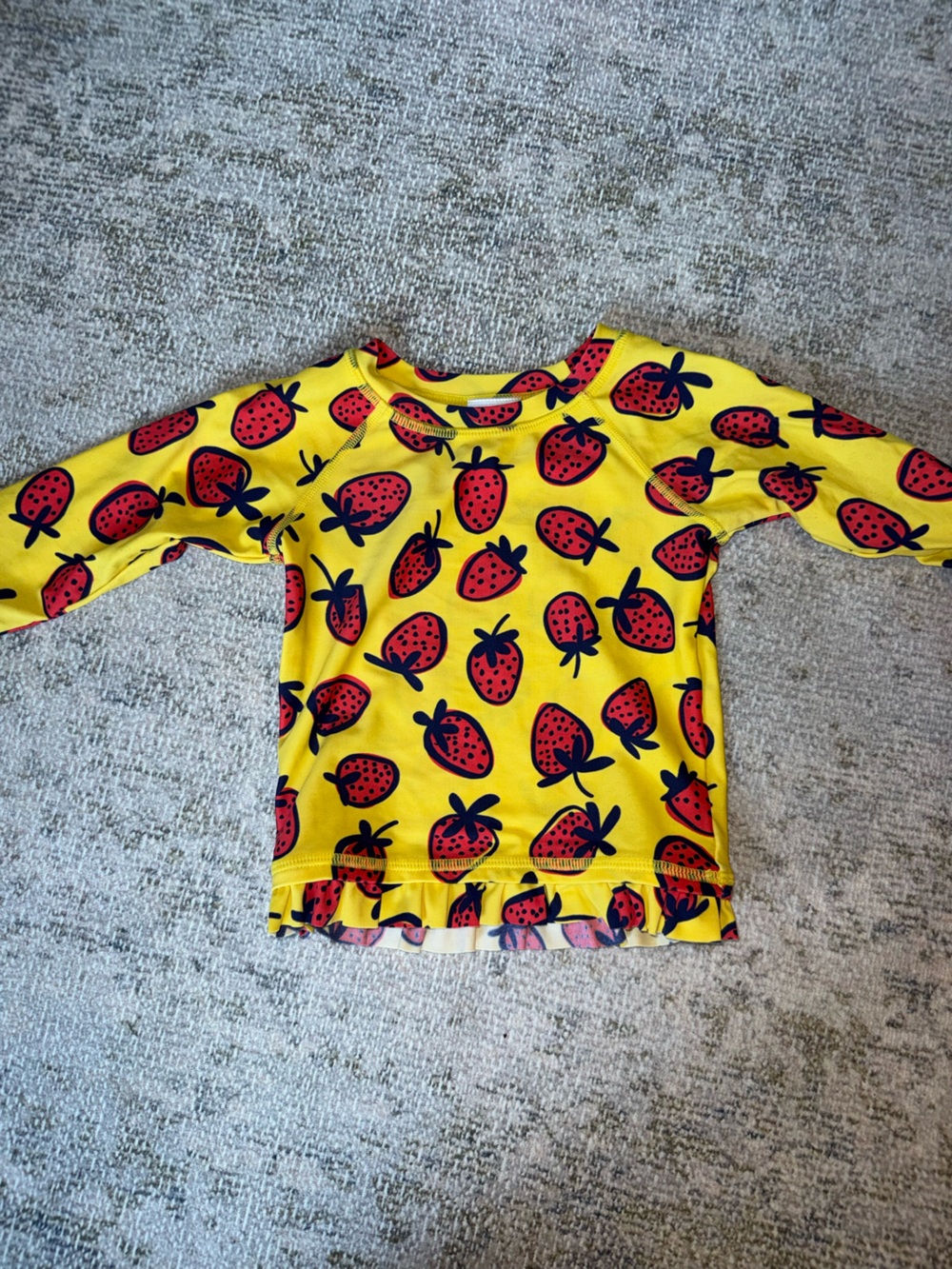 Yellow‎ Kids Rash Guard with Red Strawberry Print